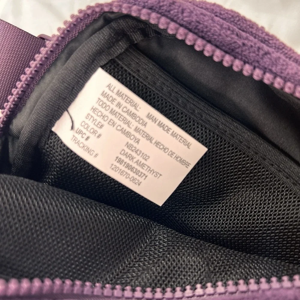 No Boundaries Fanny Pack Sling Bag Dark Amethyst New Faux Fur Shearling Ribbed